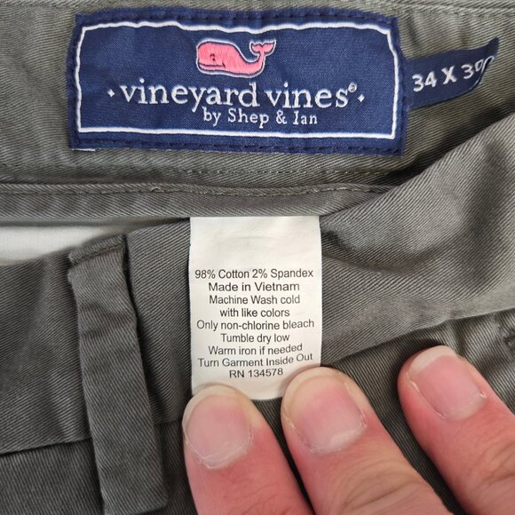 Vineyard Vines Mens Stretch Breaker Chino Pants Sz 34X30 Olive Green Cargo Golf - Picture 8 of 12